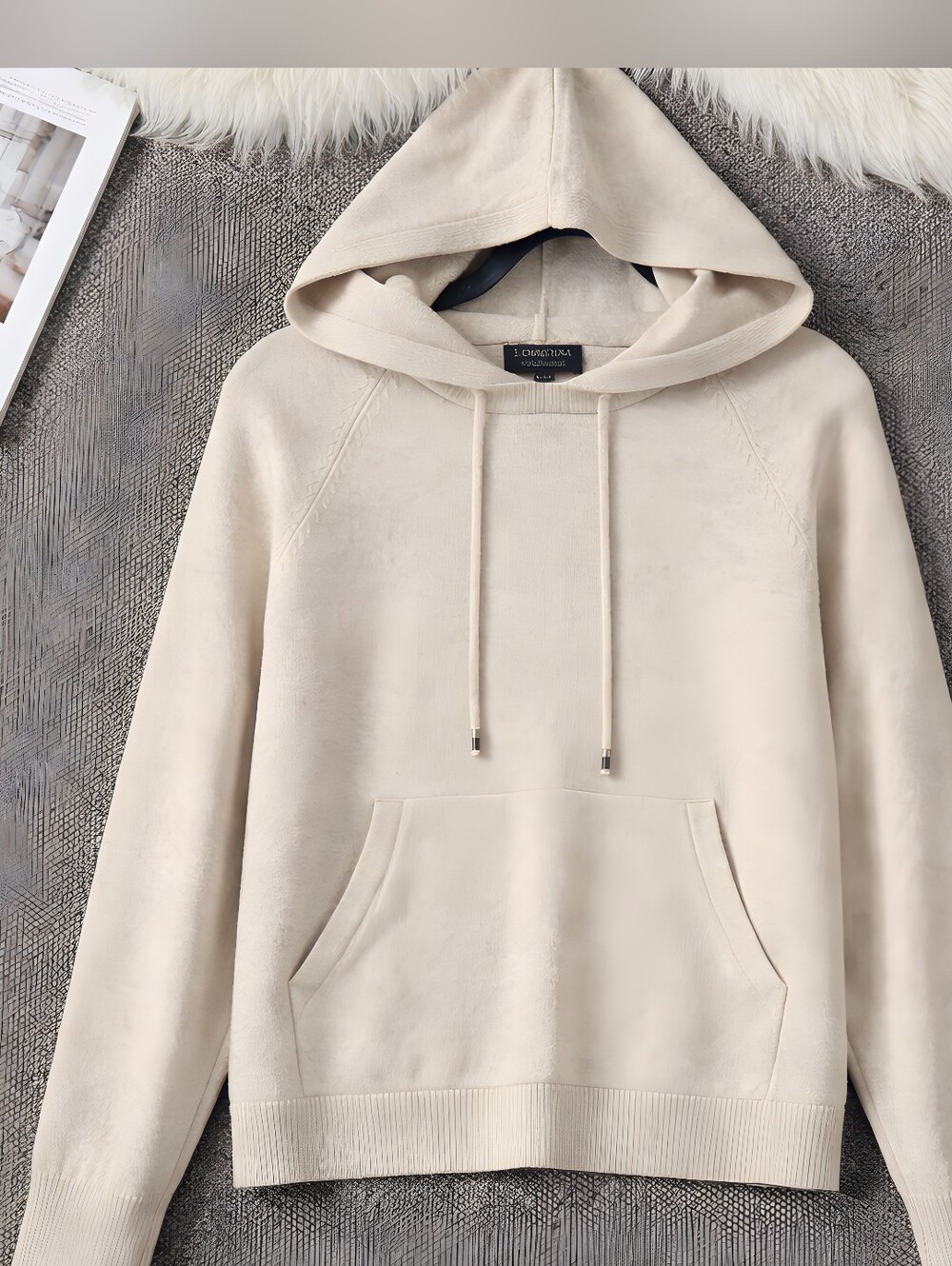 S. CHRISTINA L XL Women’s 100% Cashmere Cream Hooded Crewneck Hoodie